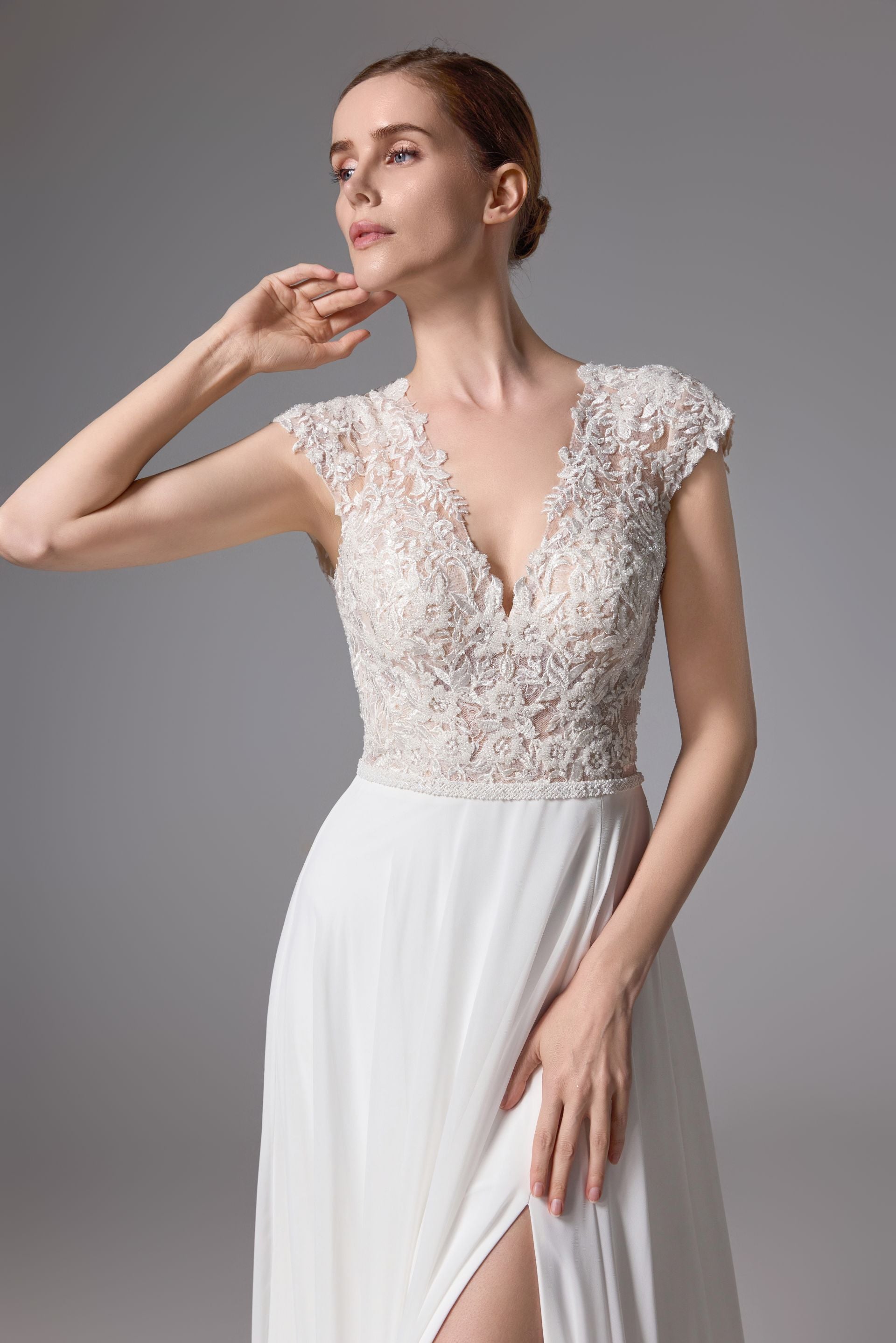 Chiffon Handmade Bridal Gown in soft layers LVS2401