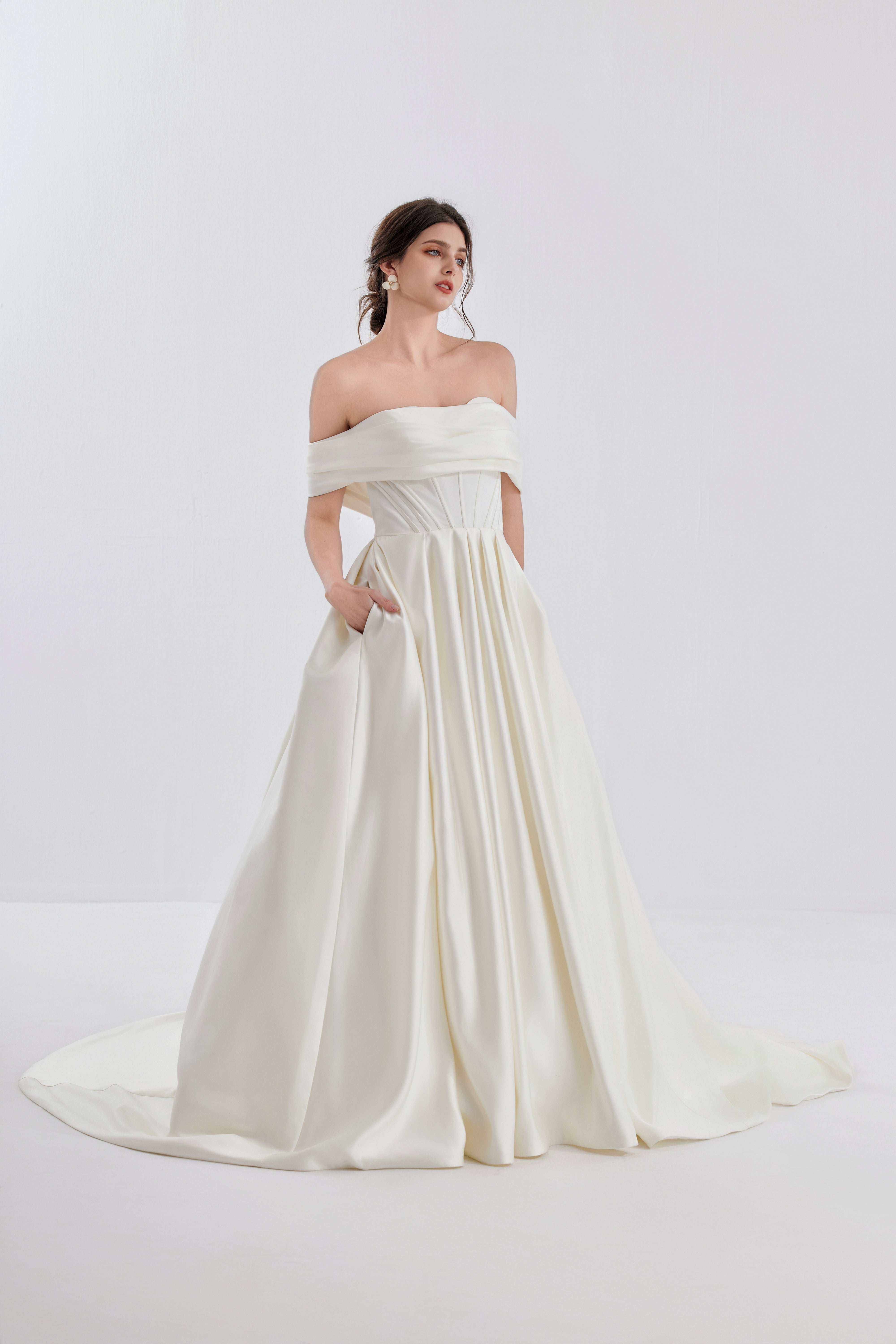 Classic modest regal satin ball gown LVB2610