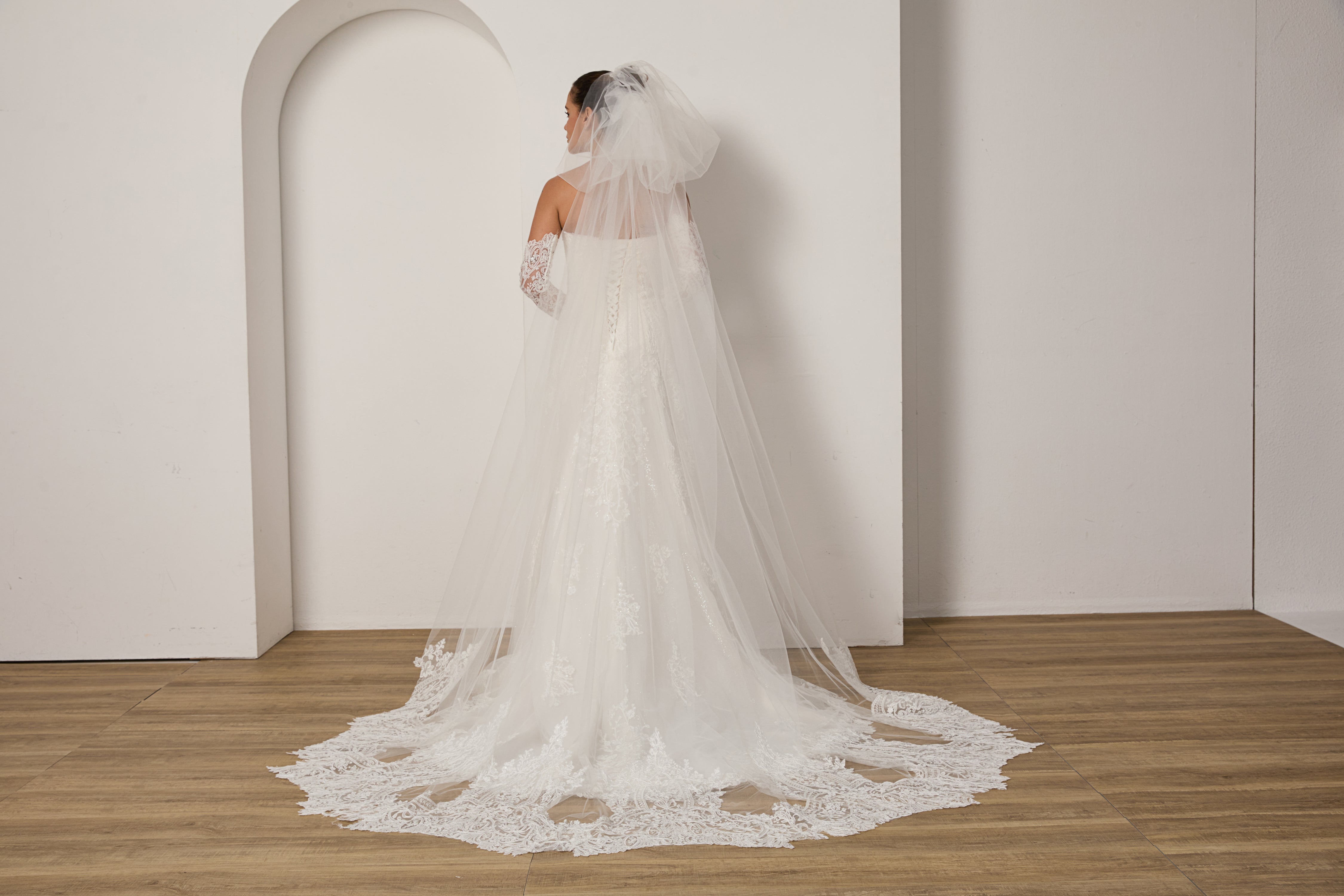 Wedding Dress with Veil + Gloves | All-in-One Package LVB2701