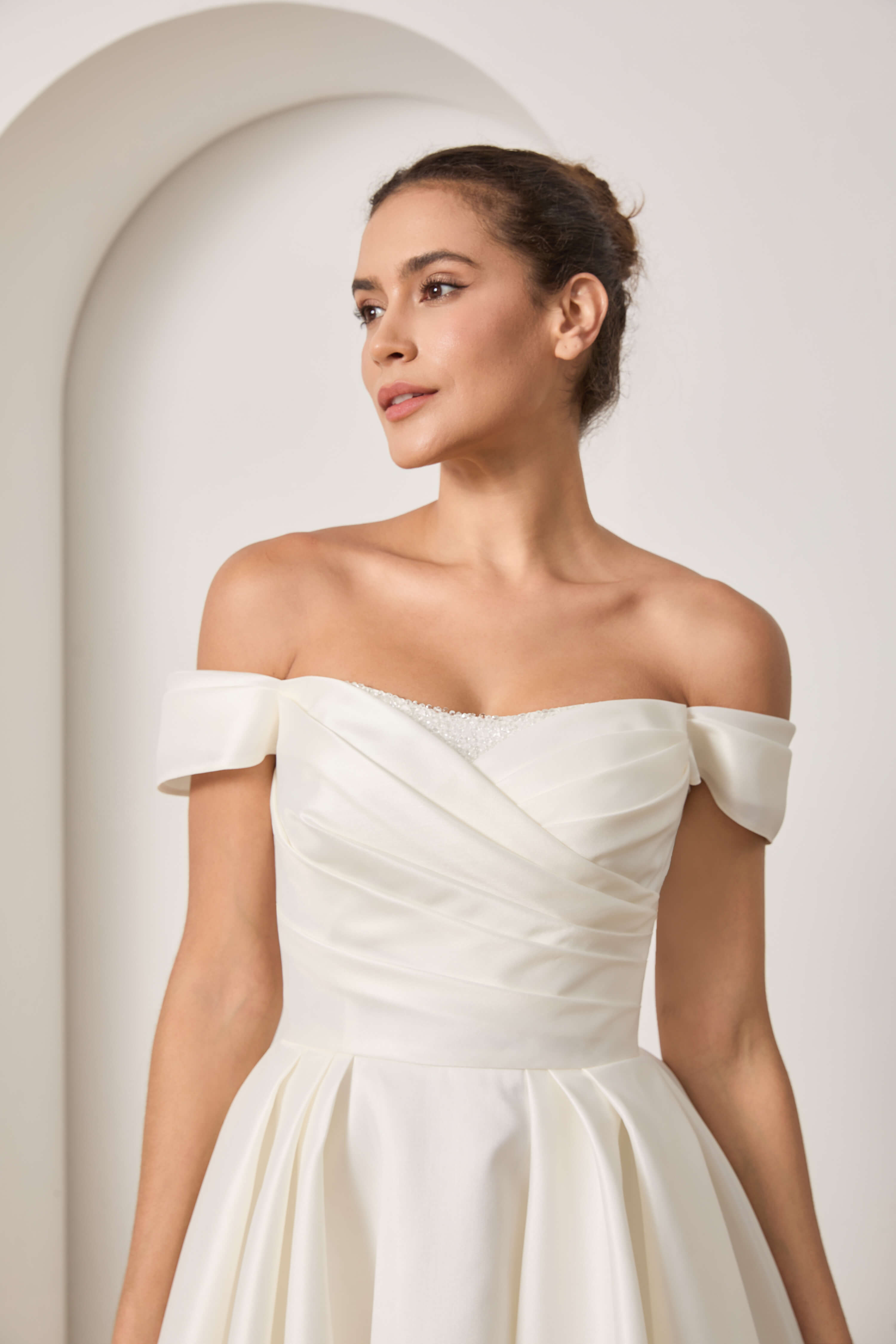 Short Lace Knee-Length Wedding Dress-AND Bride