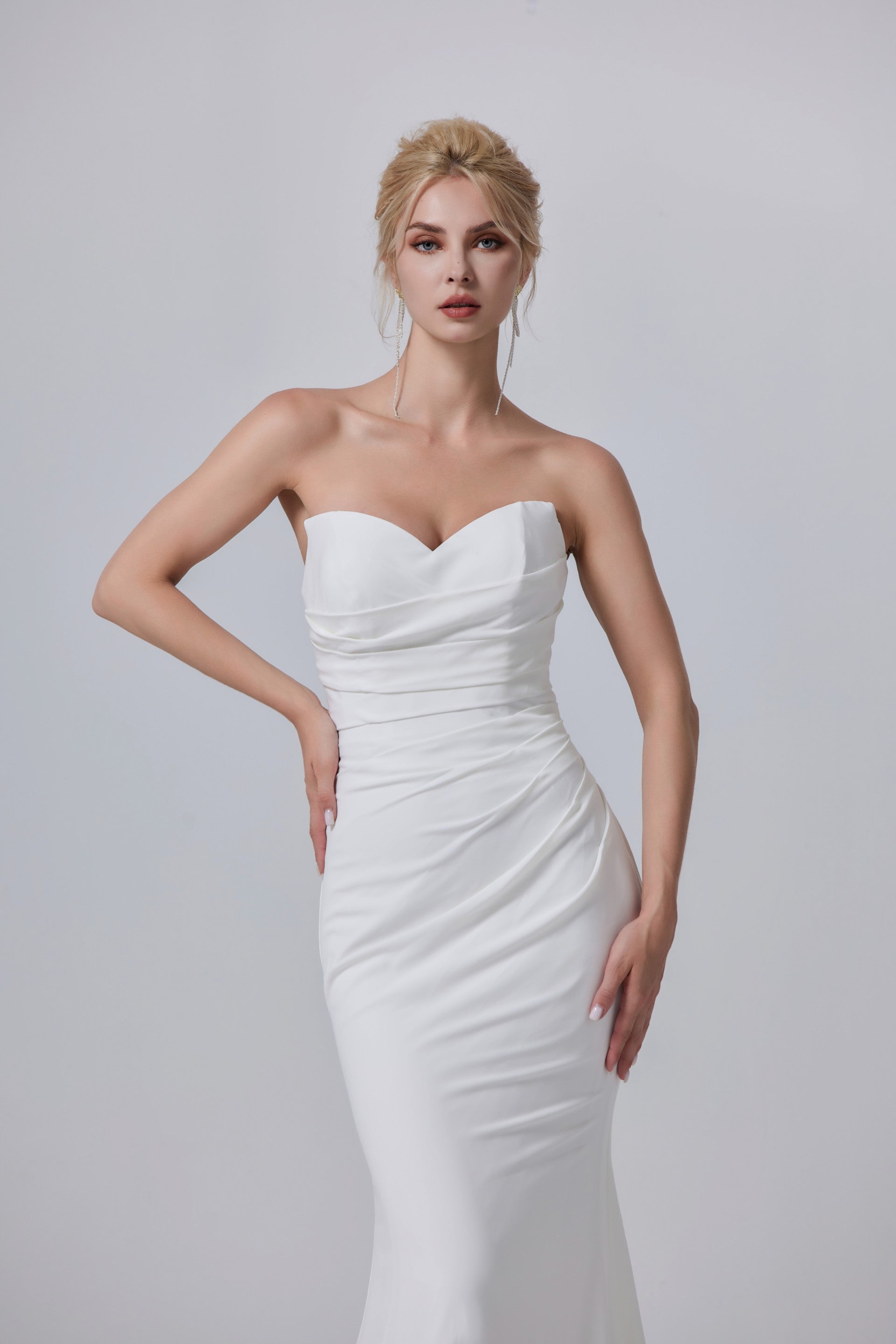 Sexy Mikado mermaid bridal dress with illusion train LVB2605