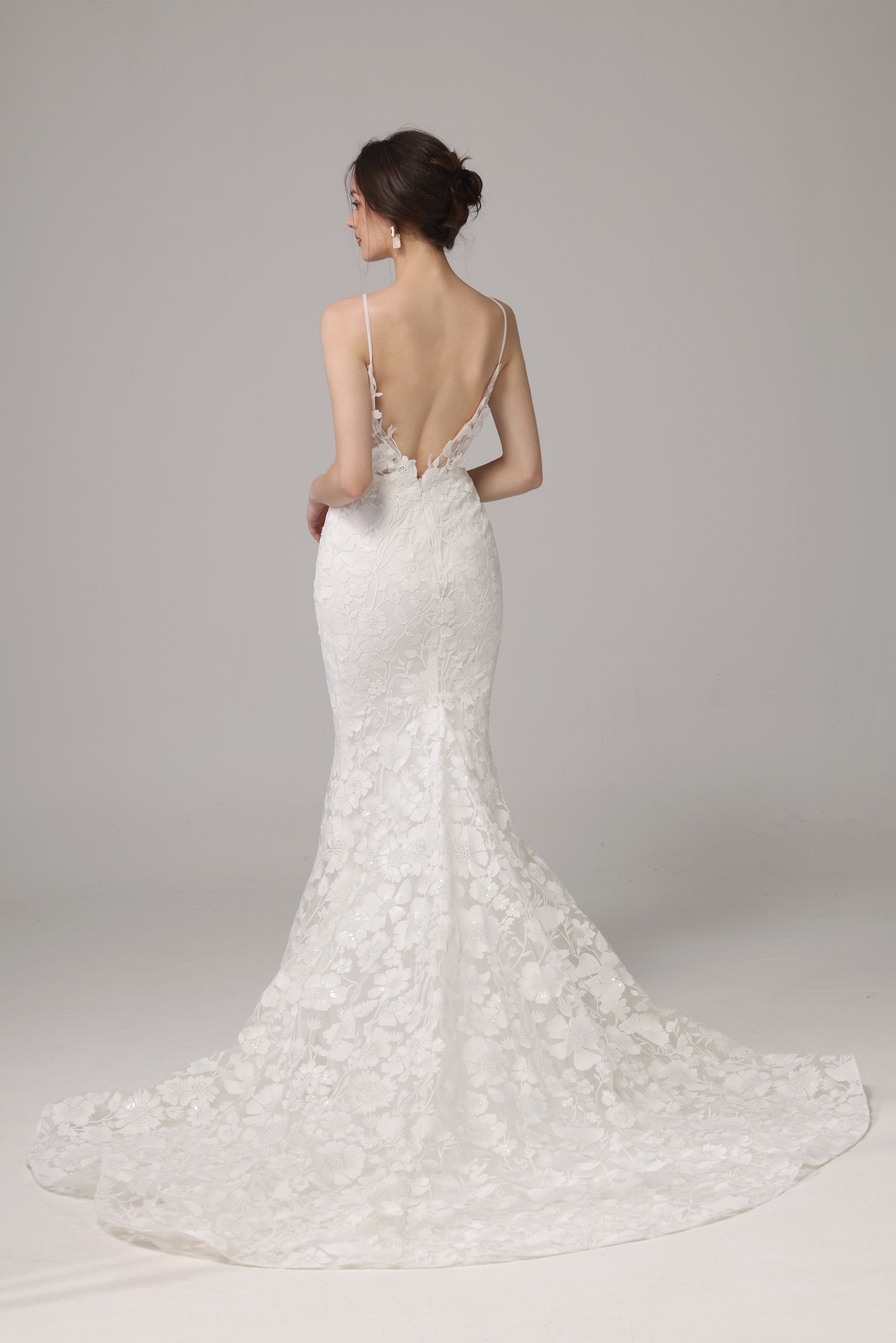 Sexy Backless Floral Lace Wedding Dress LVB2662