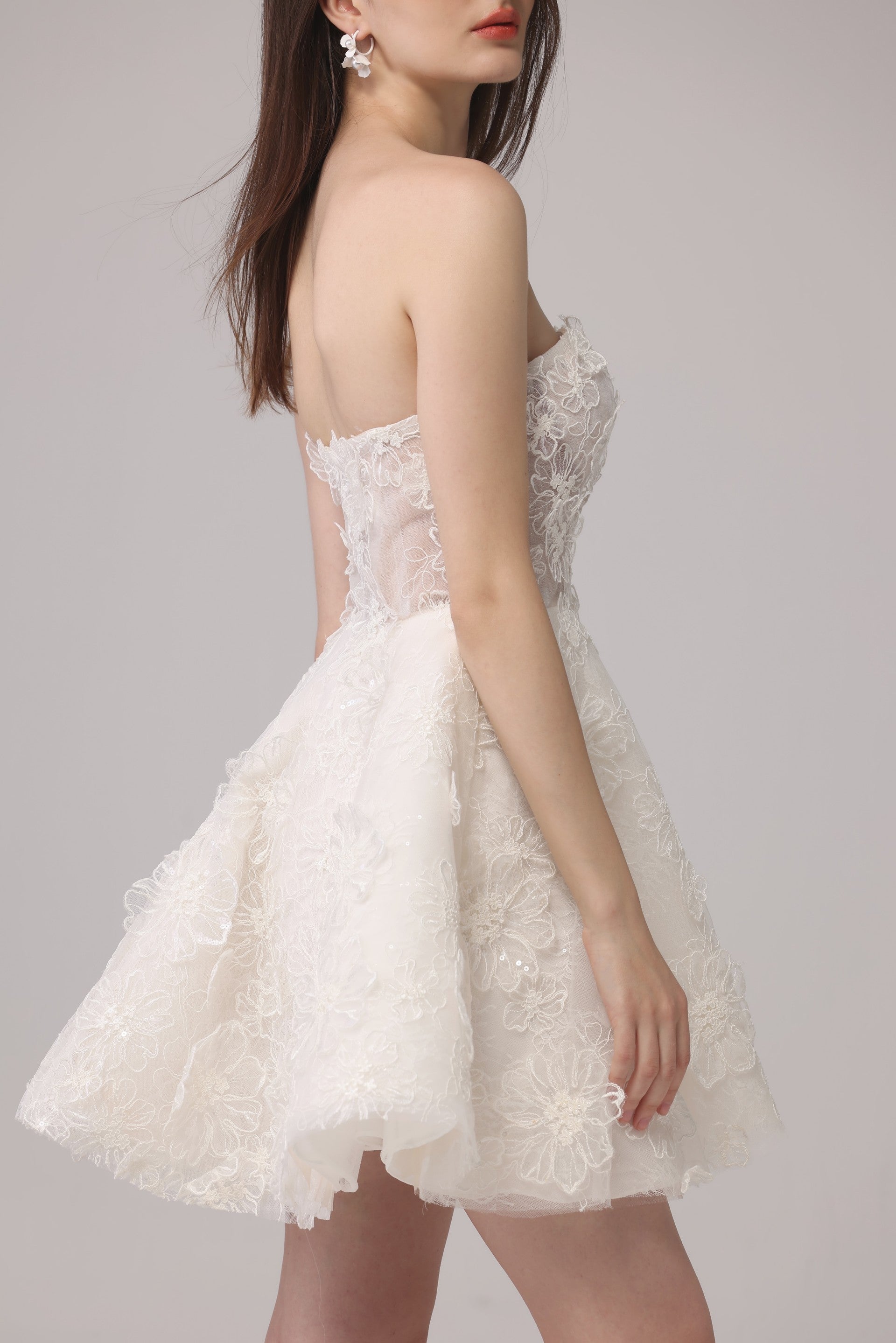 Short Lace Floral Wedding Dress LVB2661
