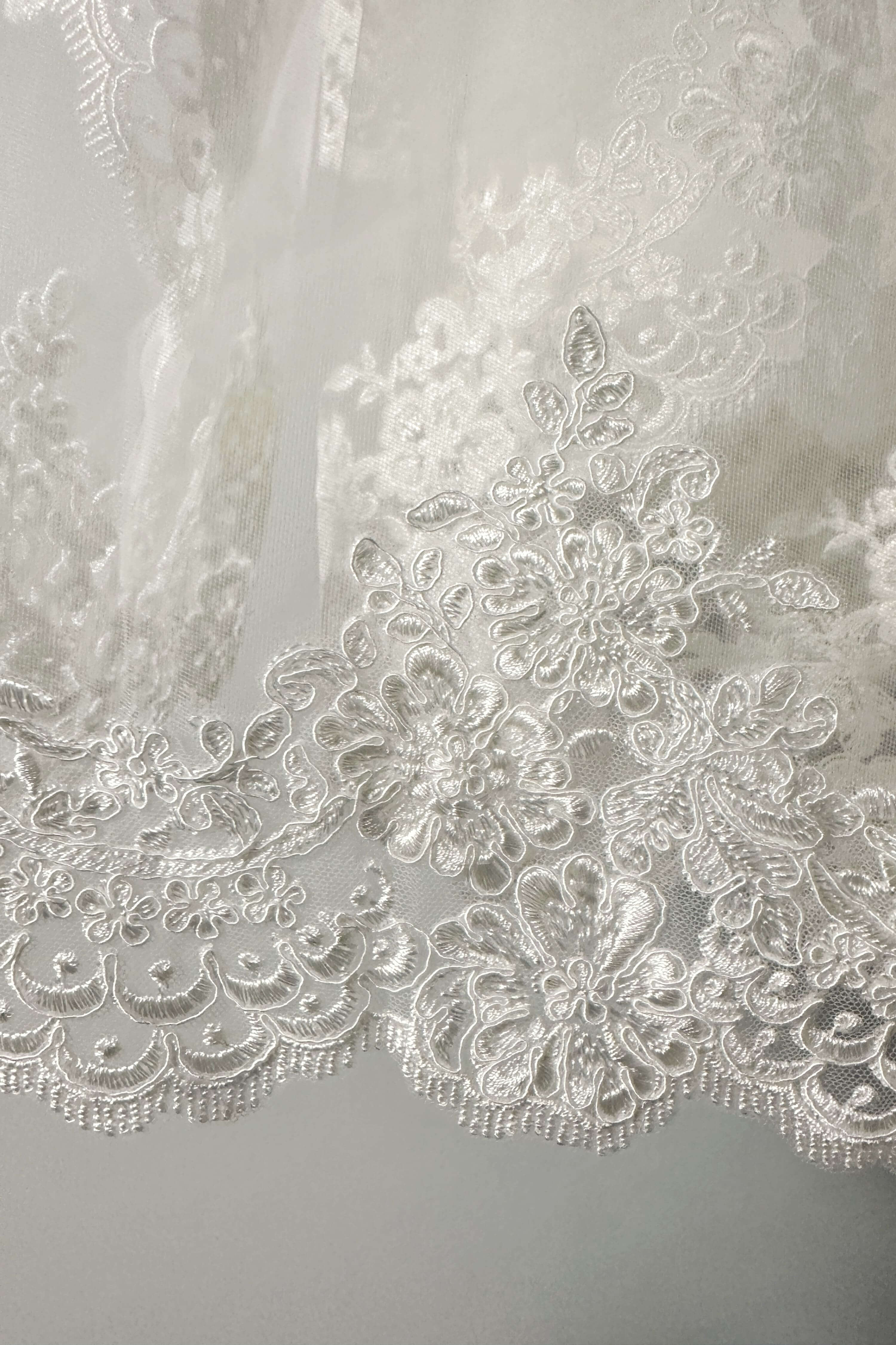 Floral Lace Appliqué Cathedral Wedding Veil-AND Bride