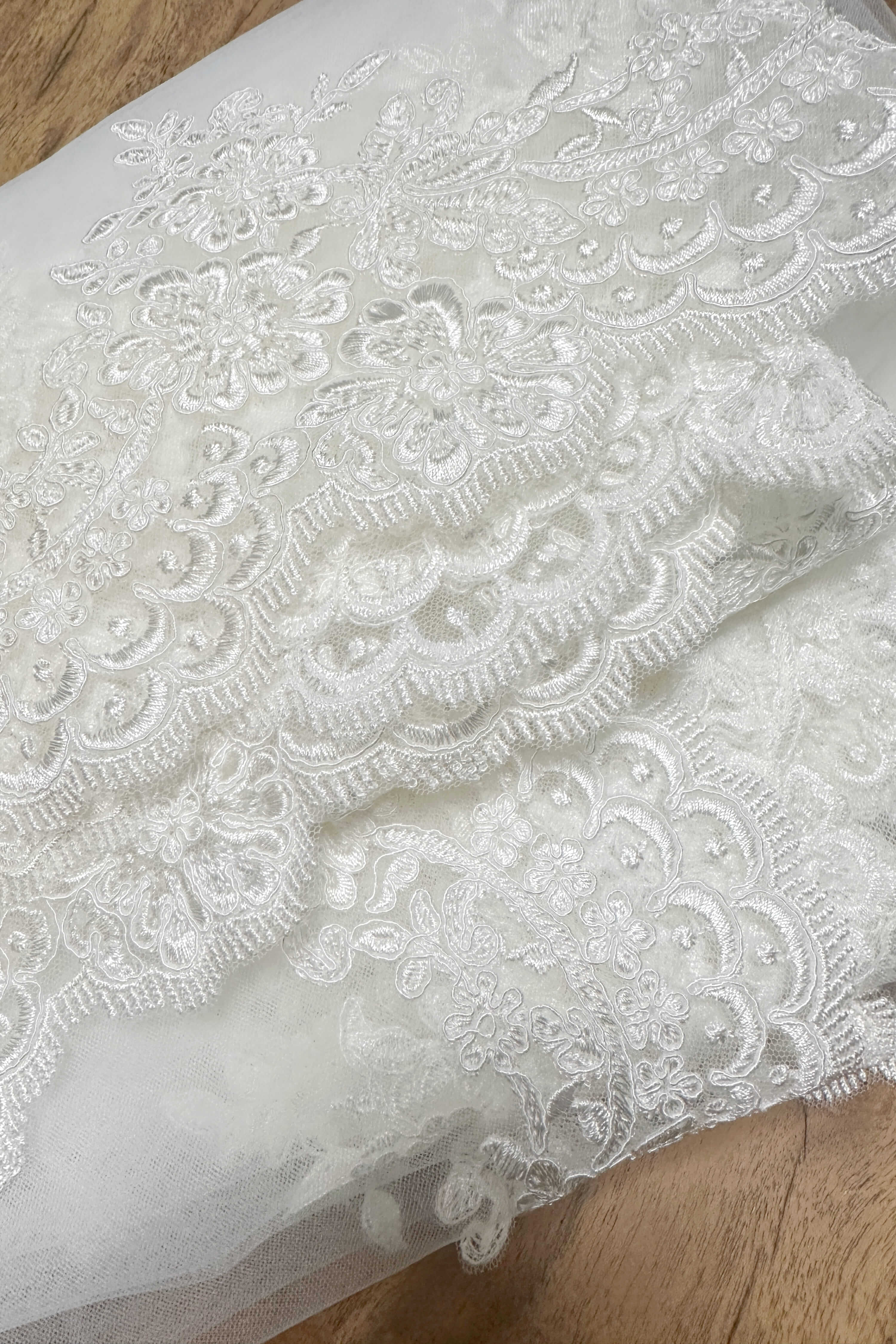 Floral Lace Appliqué Cathedral Wedding Veil-AND Bride