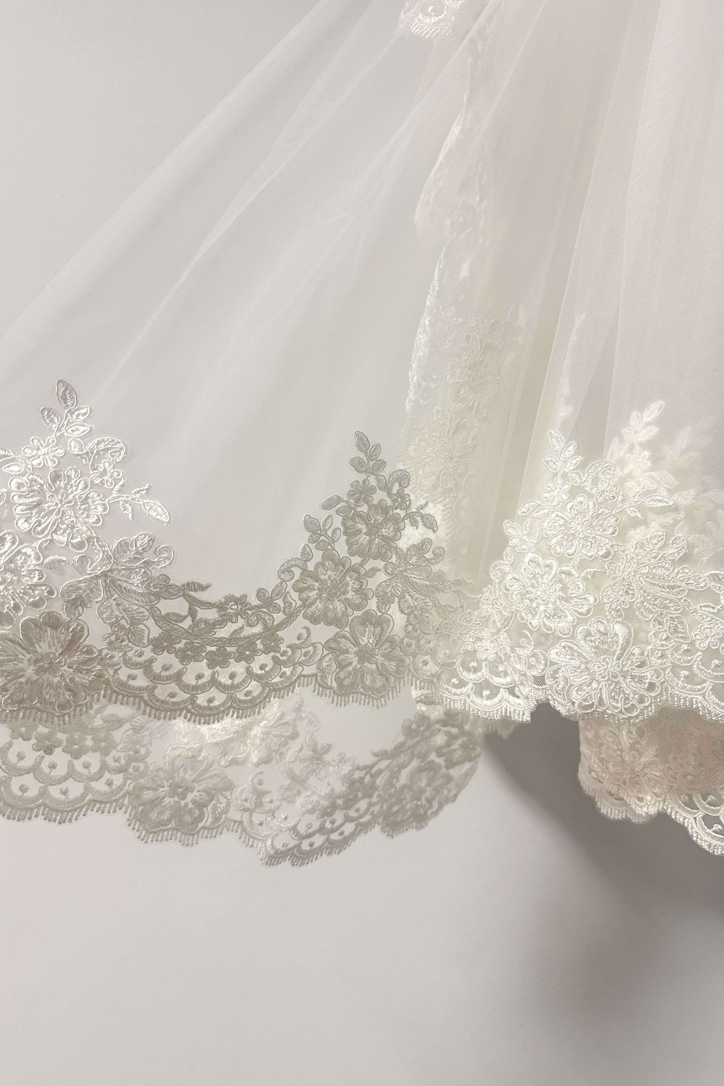 Floral Lace Appliqué Cathedral Wedding Veil-AND Bride