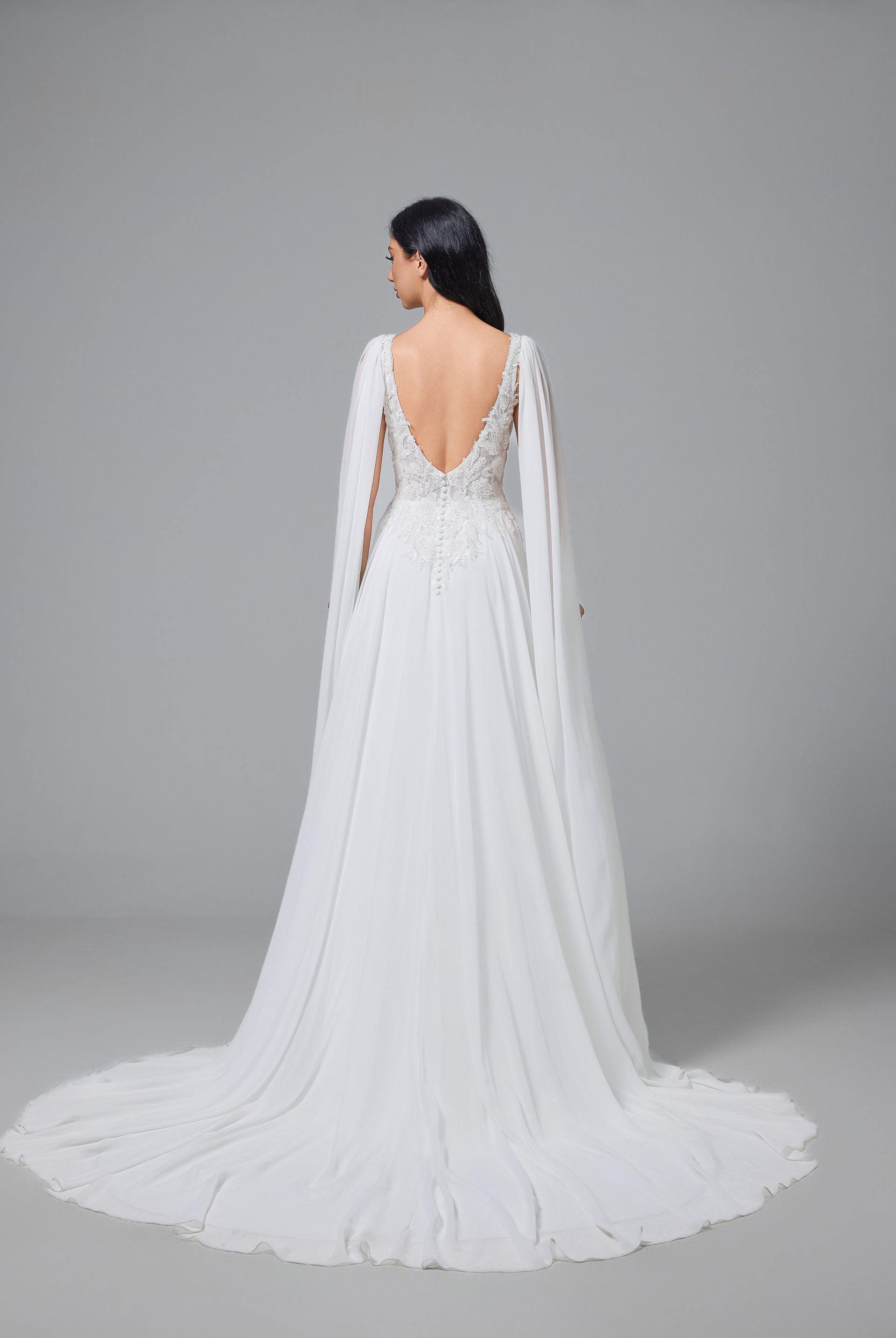 A-Line LACE Chiffon Handmade WEDDING GOWN LVB2513