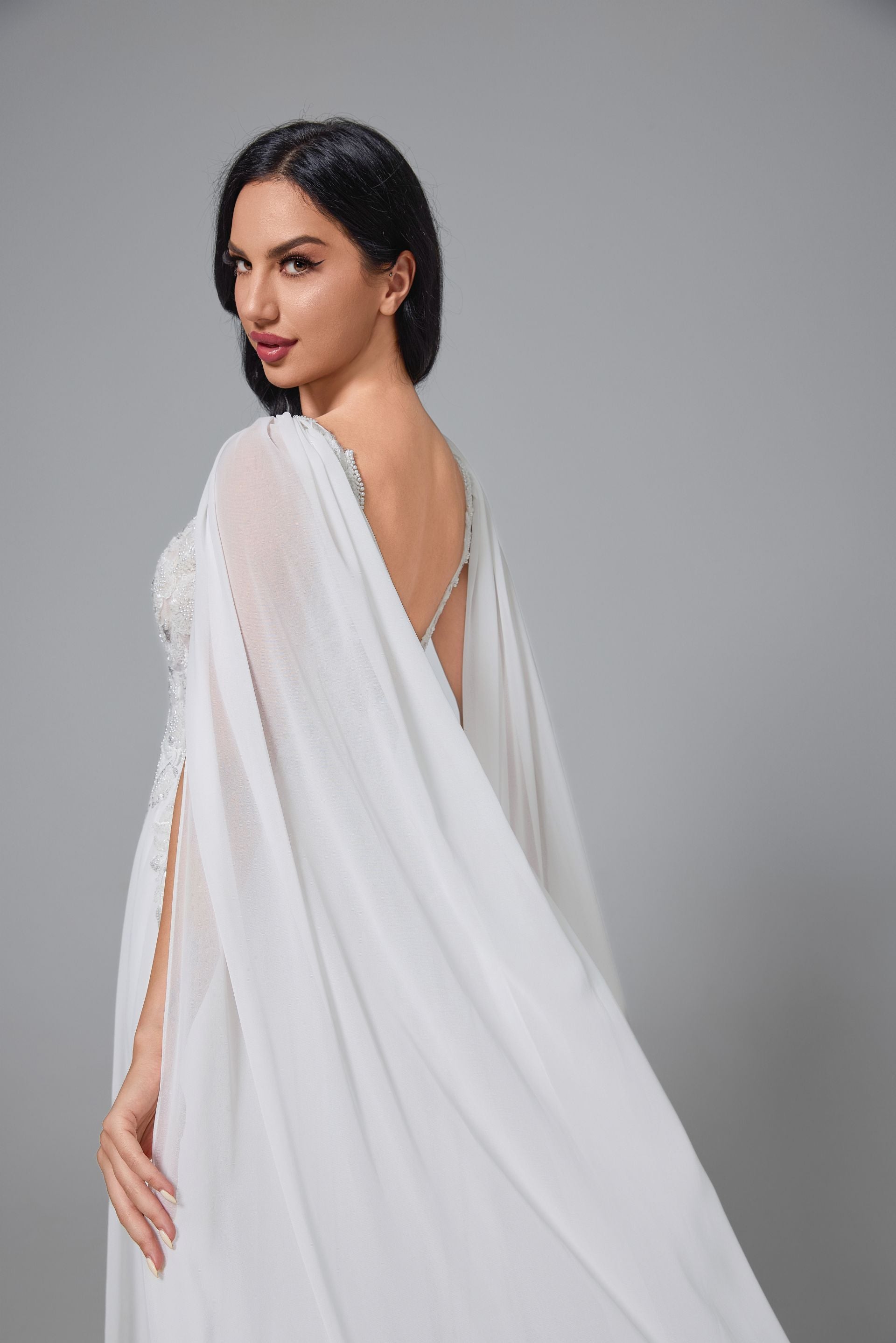 A-Line LACE Chiffon Handmade WEDDING GOWN LVB2513