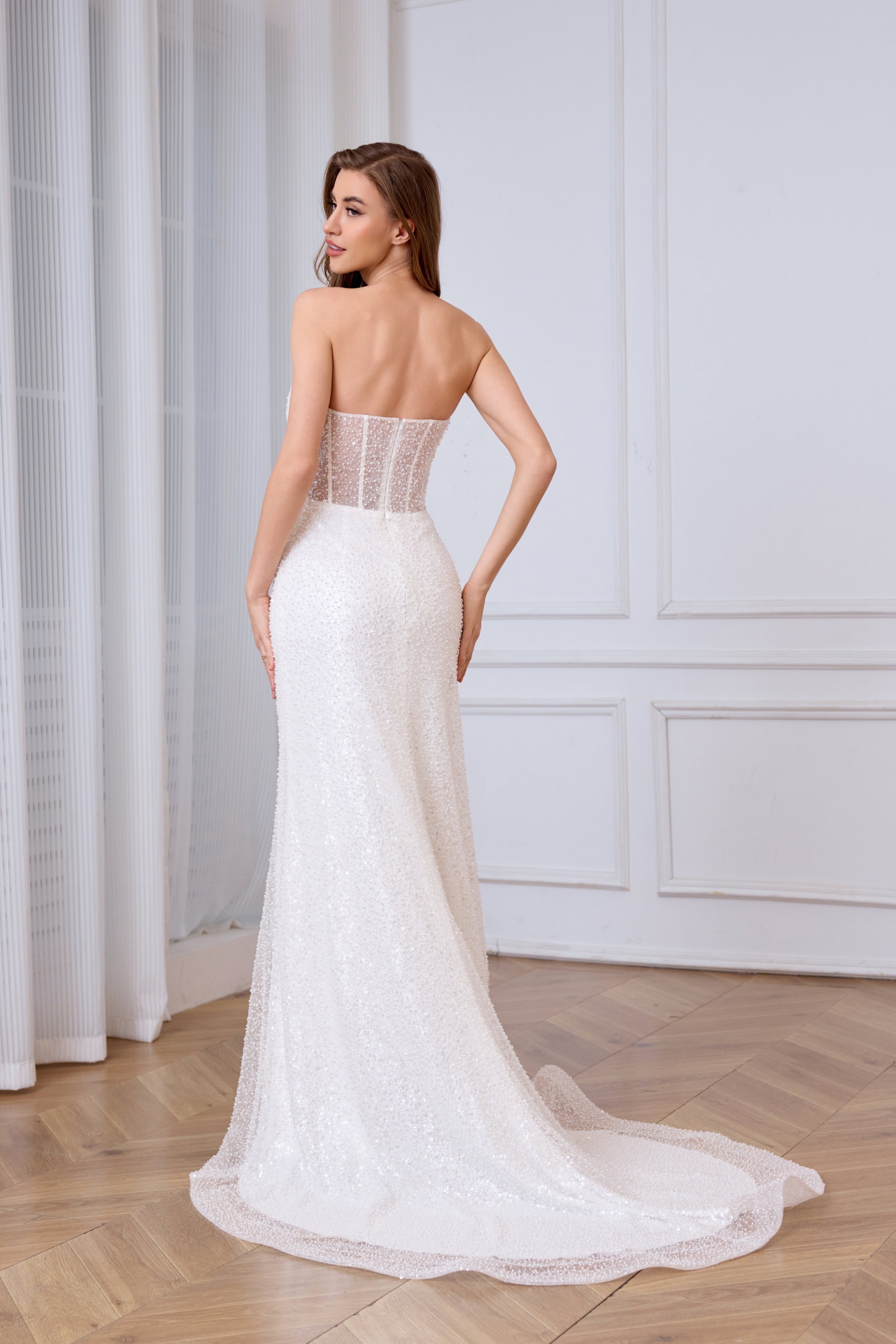 Extra wandelbares Brautkleid LVB2629 (einfaches MEERJUNGFRAUEN-Kleid + abnehmbarer Rock)