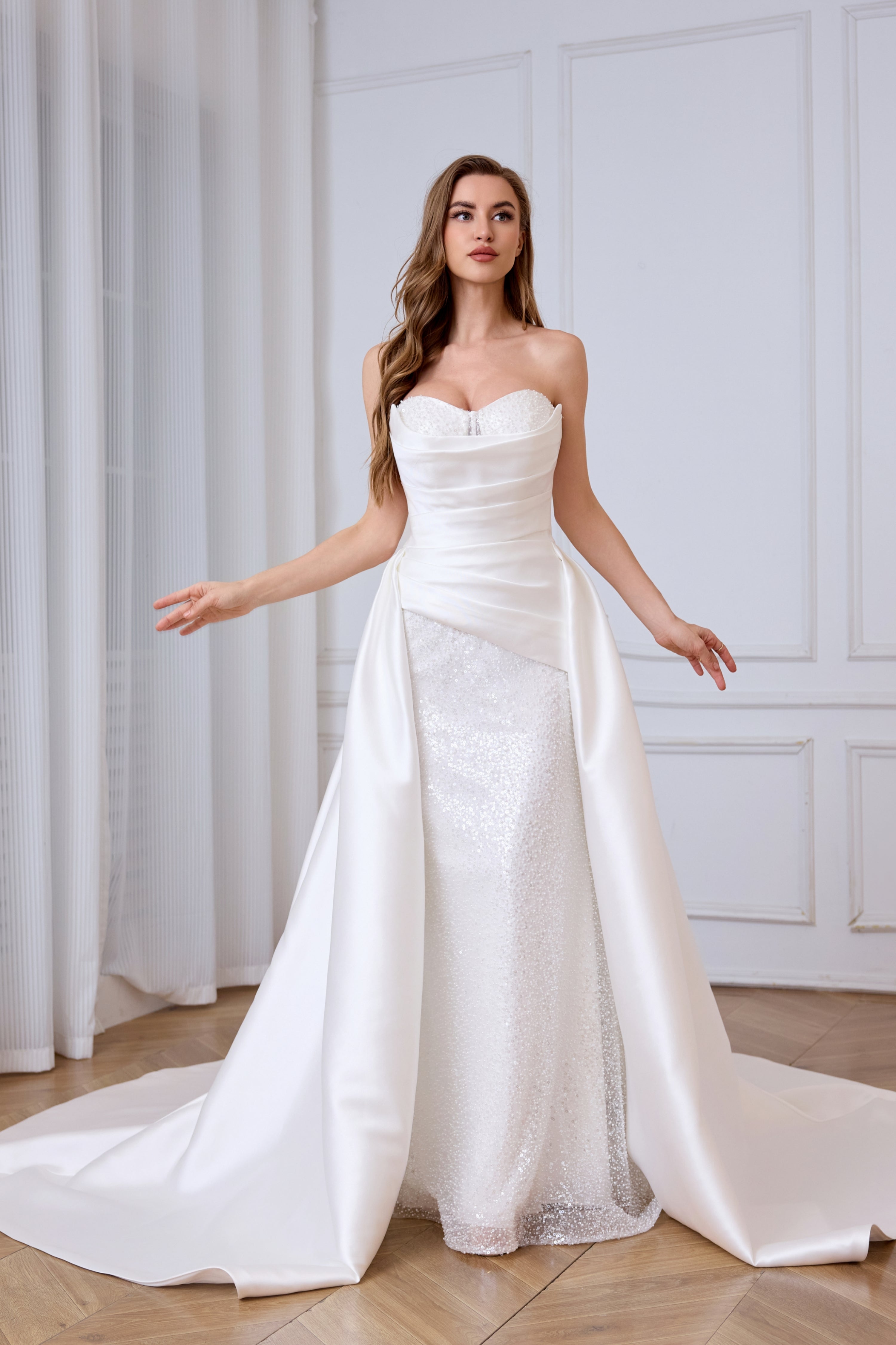 Extra Convertible Wedding Dress LVB2629 (Basic MERMAID dress + Detachable Skirt )