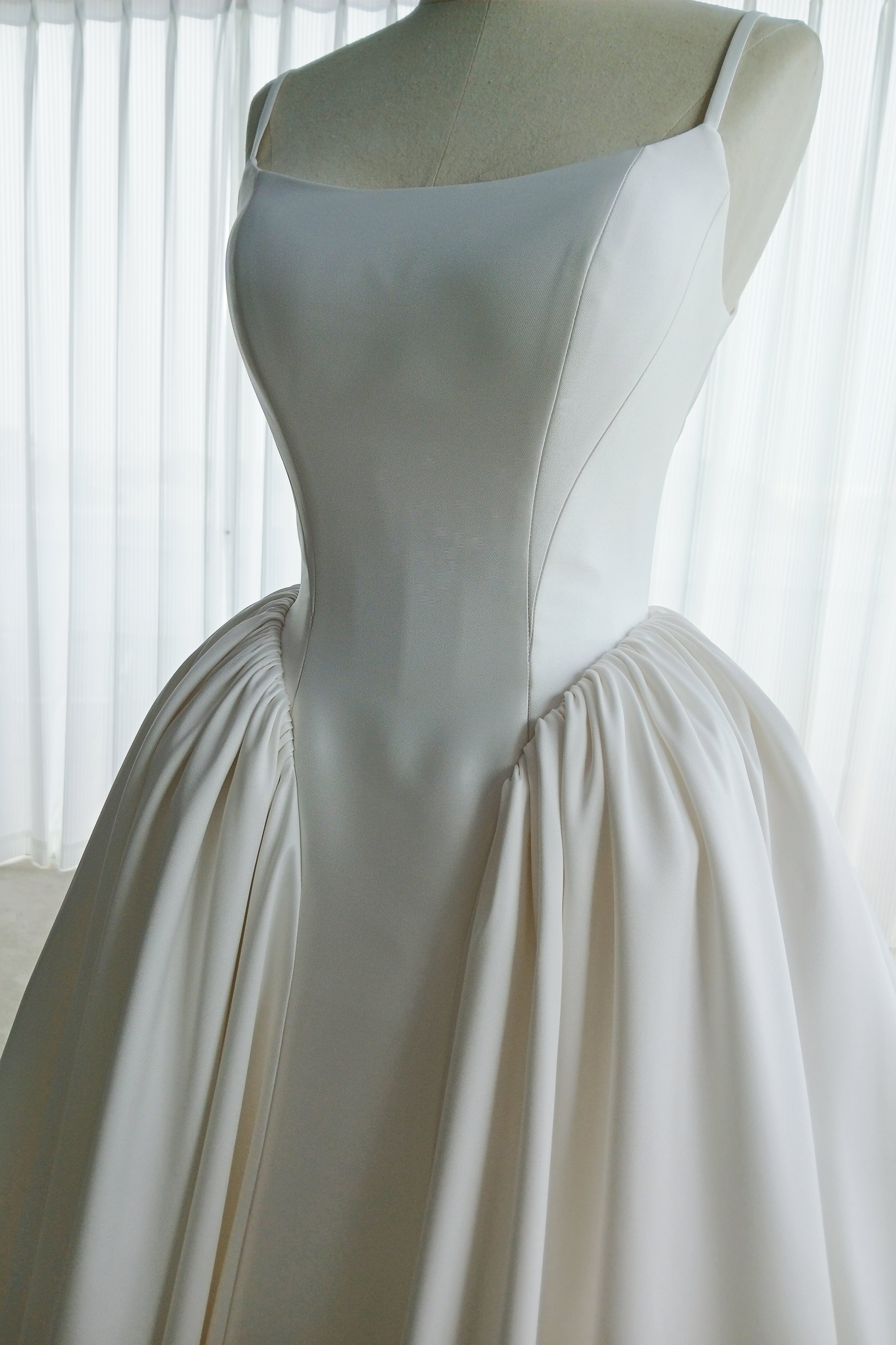 Satin A line wedding dress LVB2739