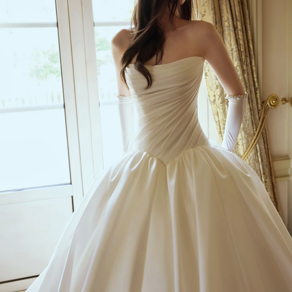 pleated skirt wedding dress Corset Soft Satin Pleated Skirt Simply Wedding Dress 7484W  Sparkly Gowns
