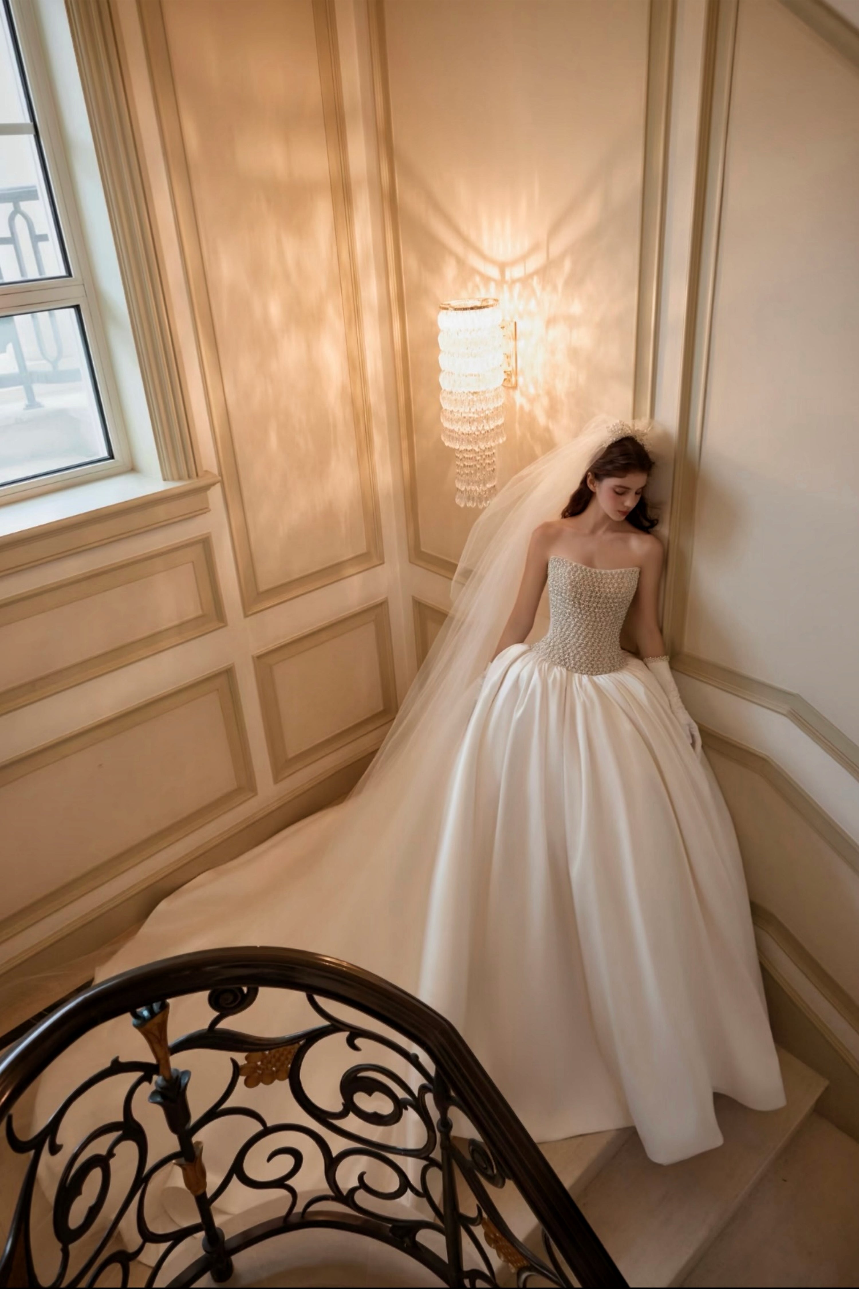 Luminous Sparkle Satin Ballgown Wedding Dress