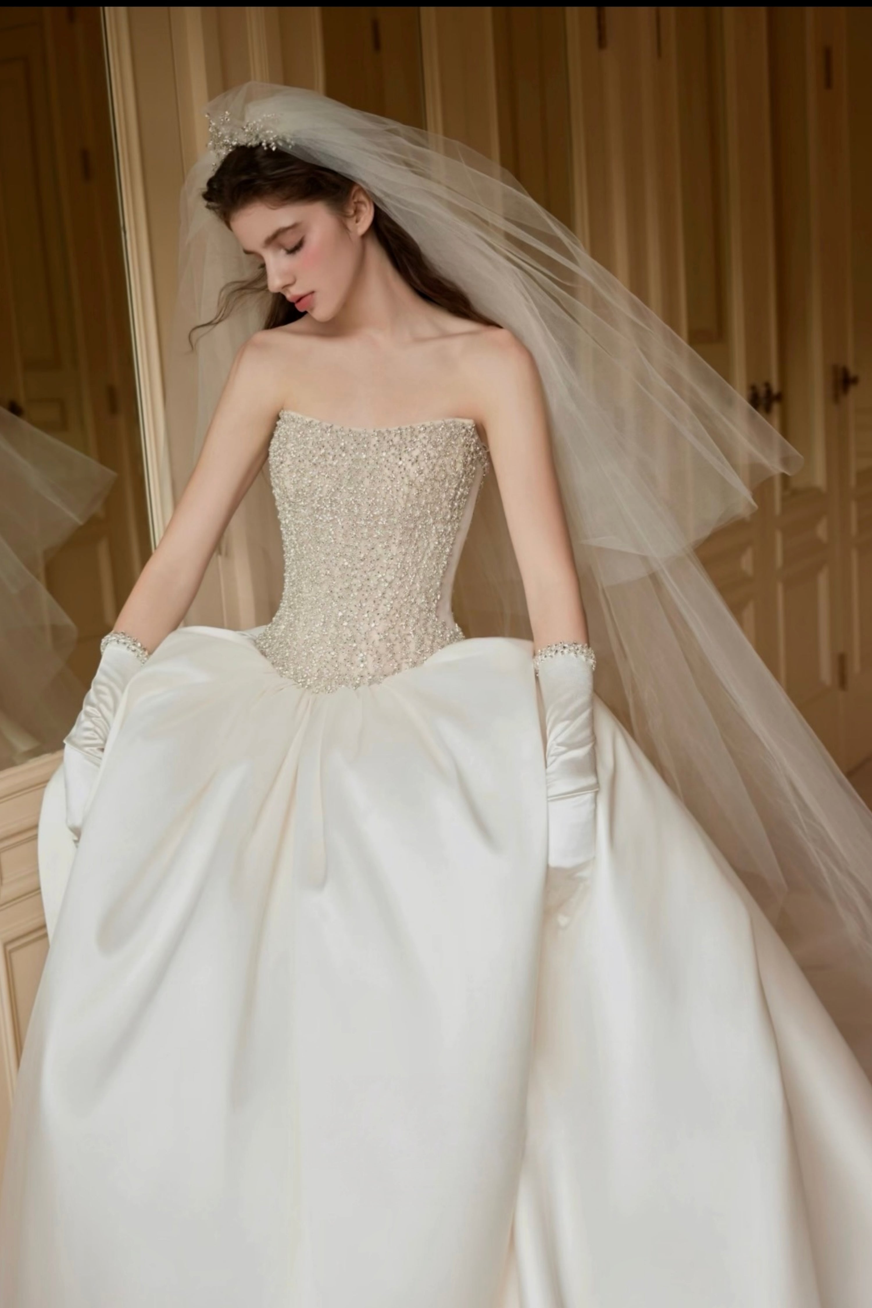 Luminous Sparkle Satin Ballgown Wedding Dress