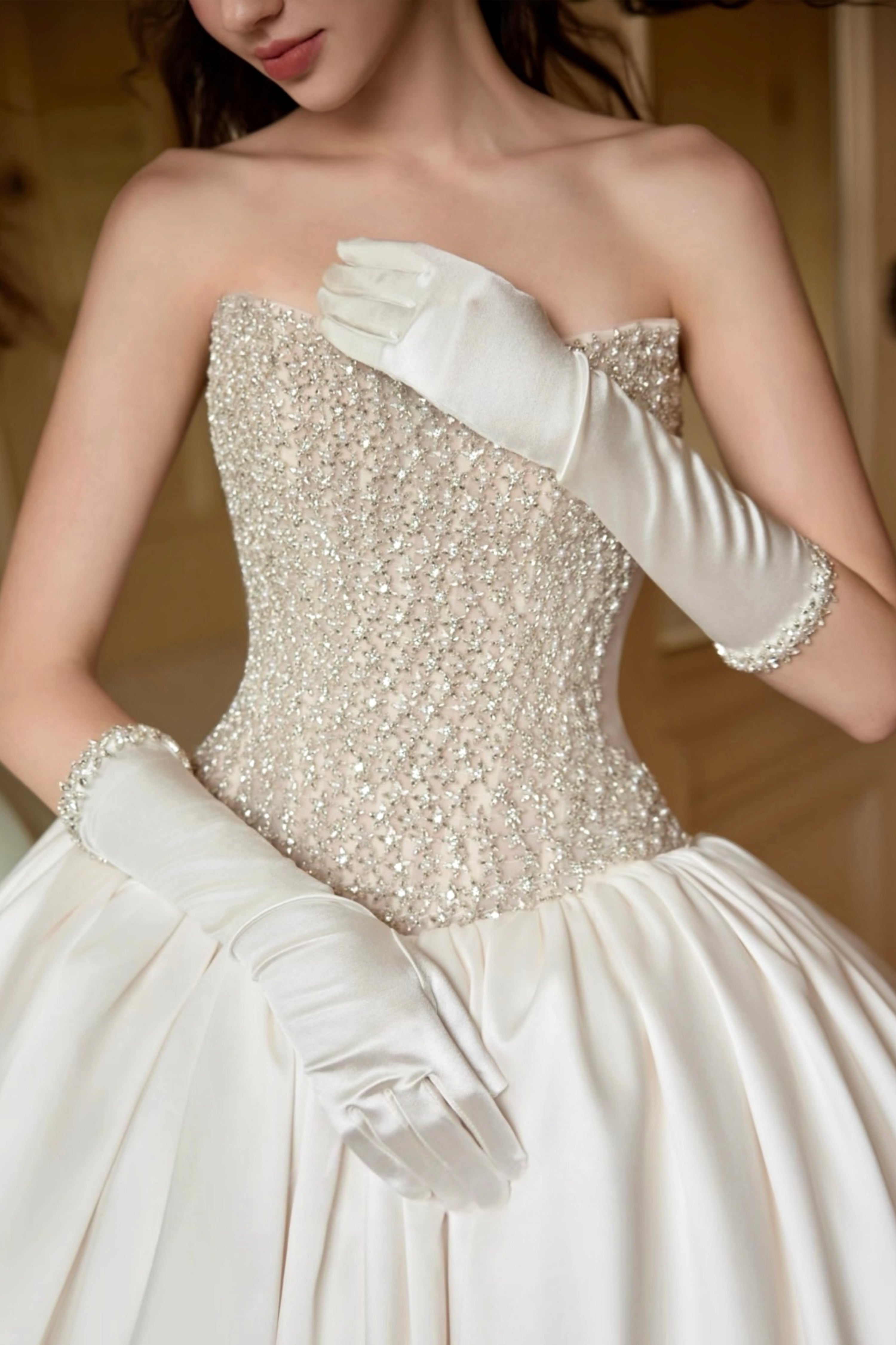 Luminous Sparkle Satin Ballgown Wedding Dress
