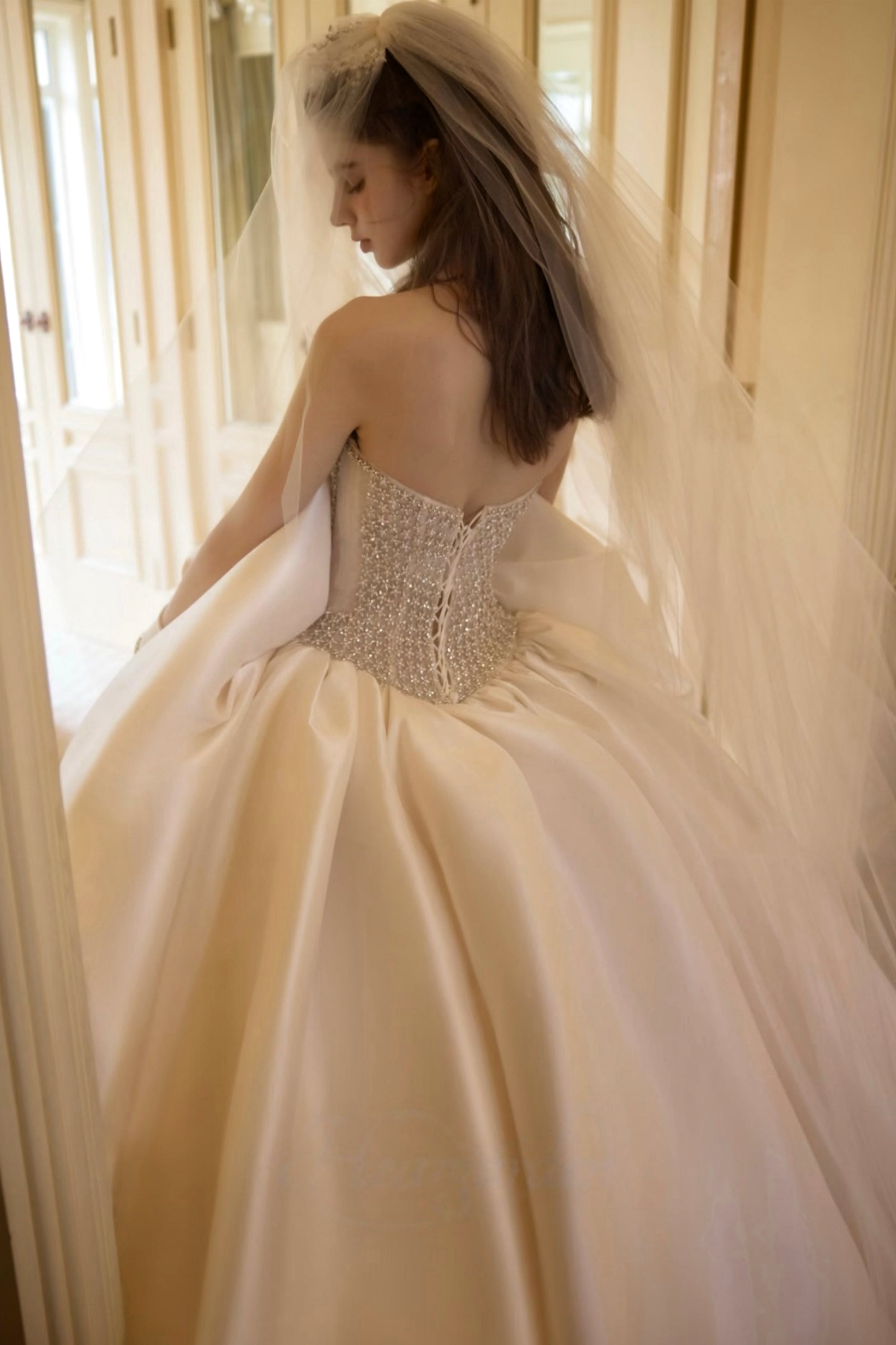 Luminous Sparkle Satin Ballgown Wedding Dress