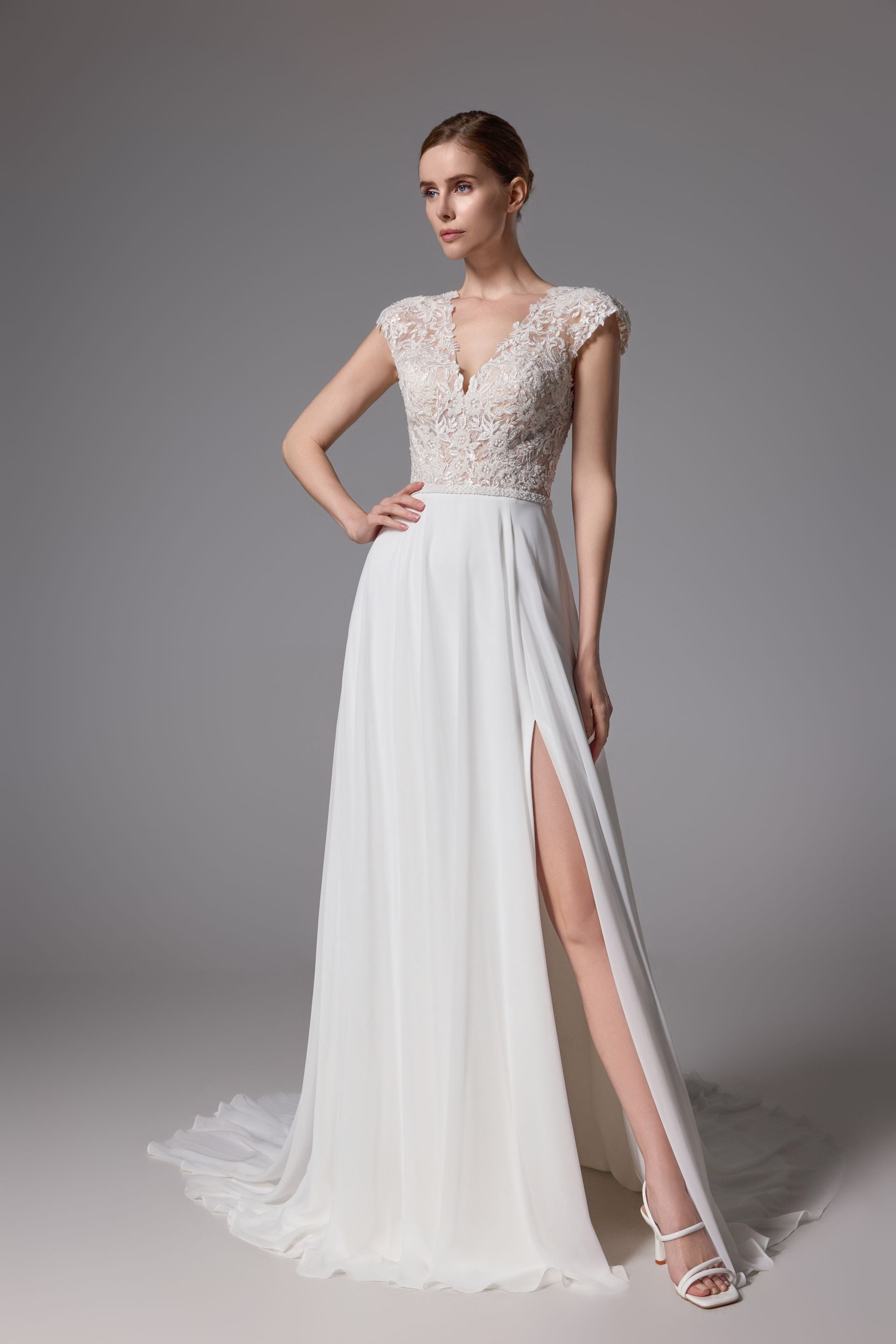 Chiffon Handmade Bridal Gown in soft layers LVS2401