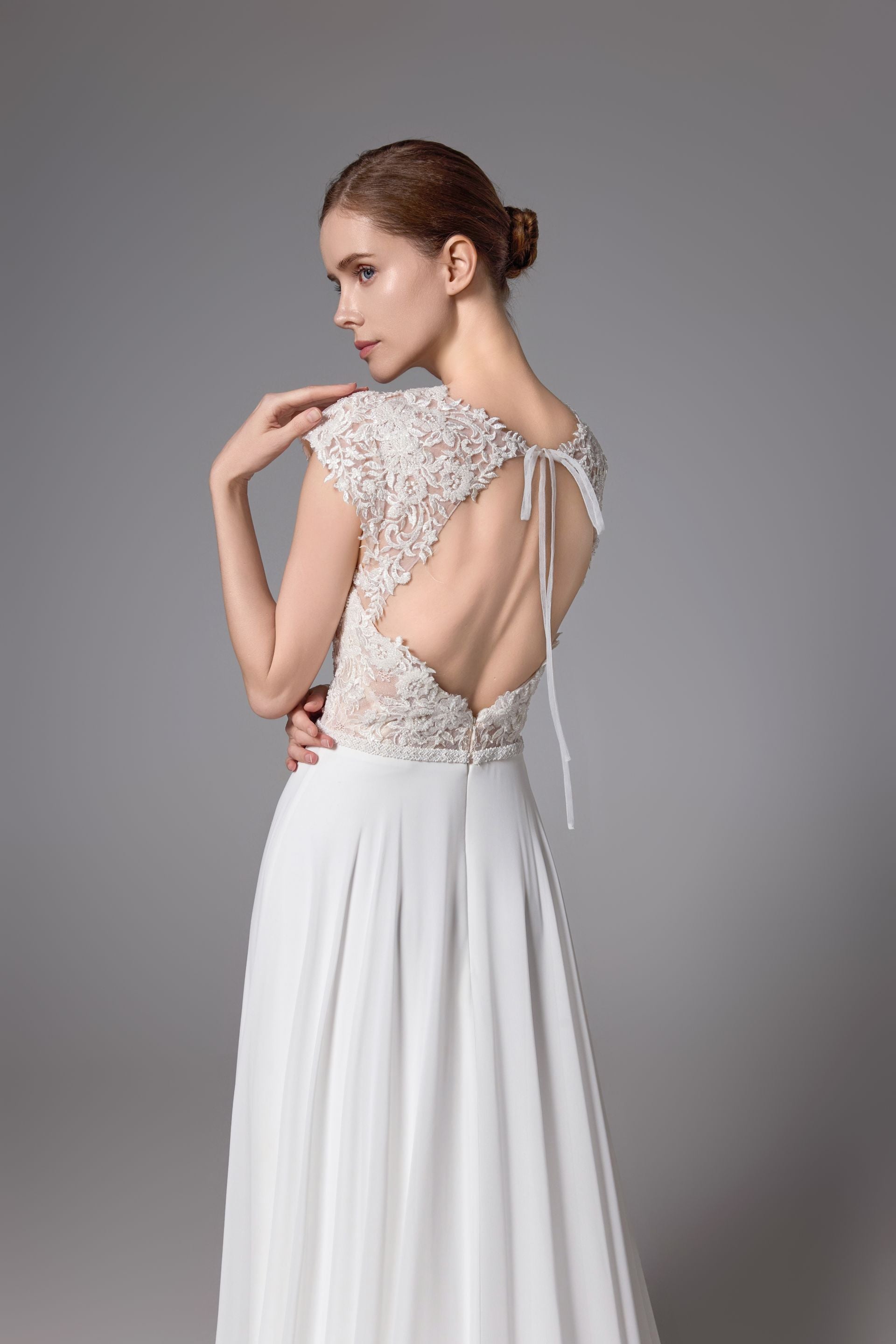 Chiffon Handmade Bridal Gown in soft layers LVS2401